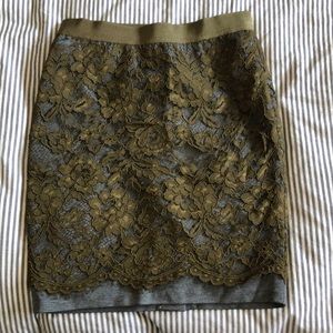 Ann Taylor LOFT Olive Green & Gray Skirt